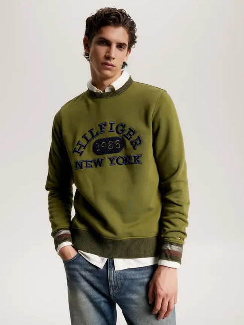 Felpa giro Uomo College Monotype Verde Tommy Hilfiger- Francavilla Moda